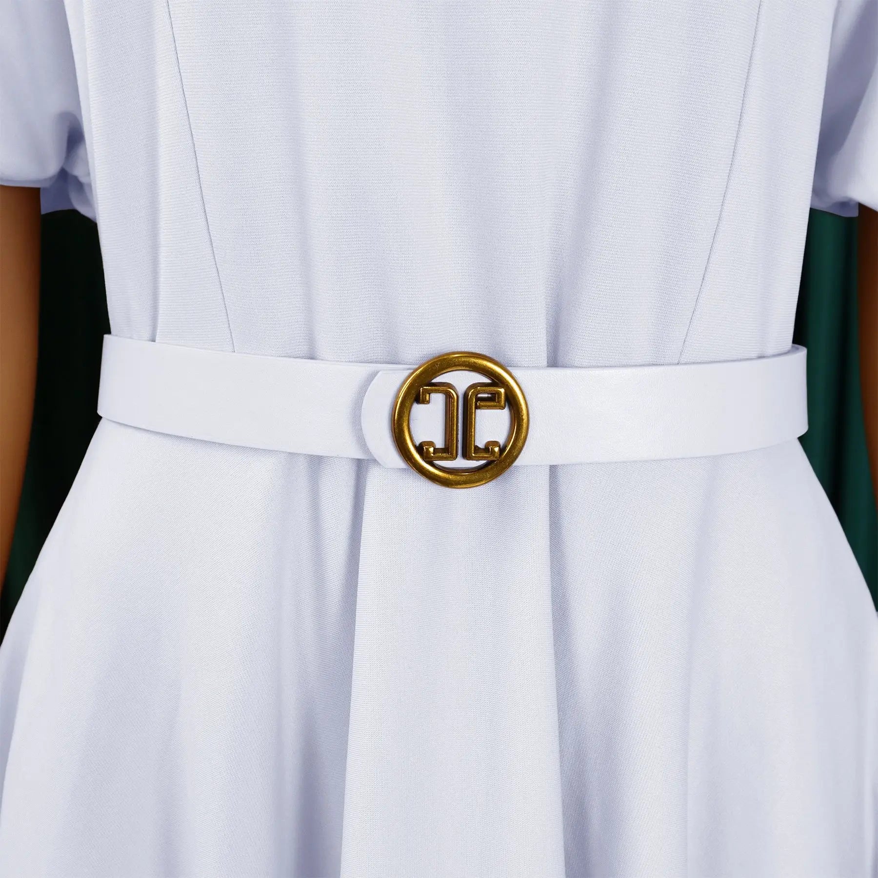 Women’s Long A Line Belted High Waist Puff Sleeve Dress