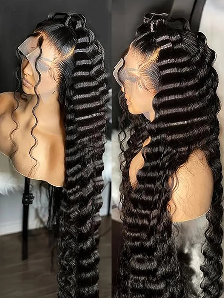 Brazilian Loose Deep Wave Curly Human Hair Full Lace Front Wig