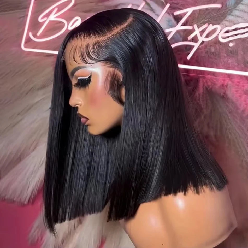 13x4 Glueless Lace Front Remy Human Hair Straight 13x6 HD Transparent Wig