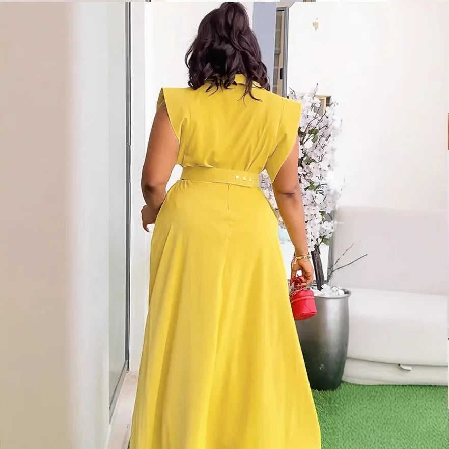 Women's  OL Sleeveless Shirt & Cargo Split Maxi Skirt Set