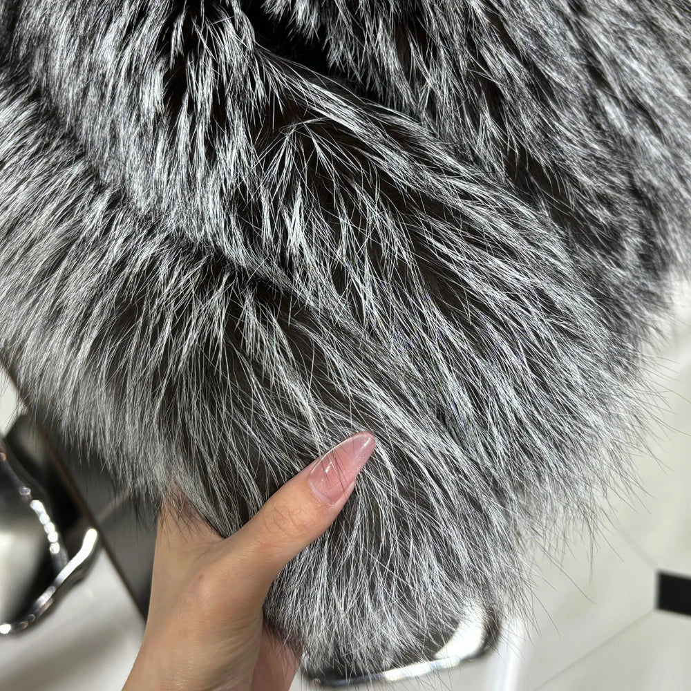 Winter Luxury Fluffy Fox Fur Shawl