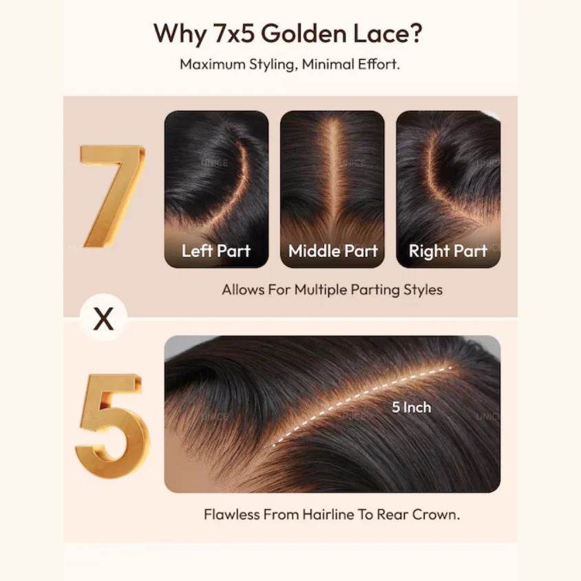 Bye-Bye Knots 7x5 Lace Yaki Straight Human Hair With Invisi Drawstring & Loose Wave Wigs