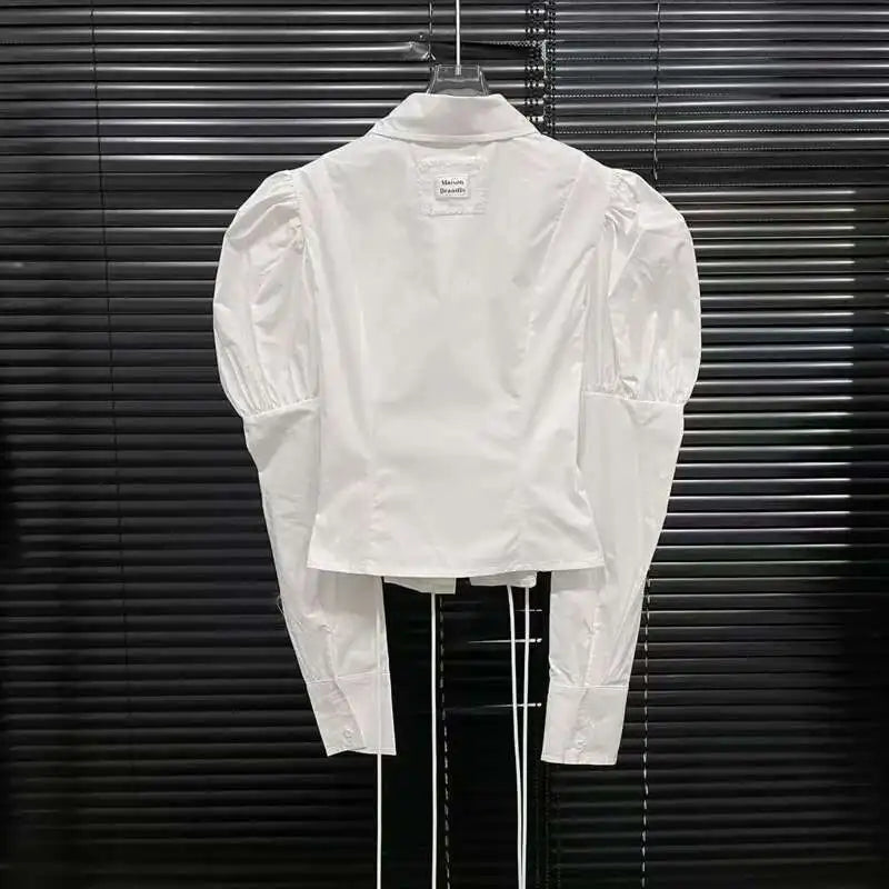 Women's Bandage Design Lantern Sleeves Blouse