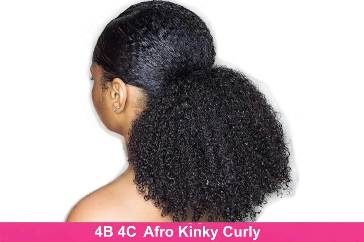 Afro Kinky Curly Hair Ponytail Extensions Clip in Drawstring Mongolian Kinky Curly Hair Piece