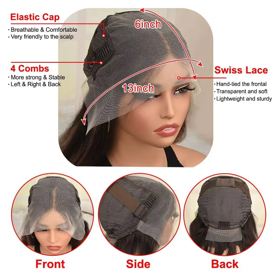 13X6 Lace Ombre Blonde Colored Pre Plucked Frontal Human Hair Wig for Women