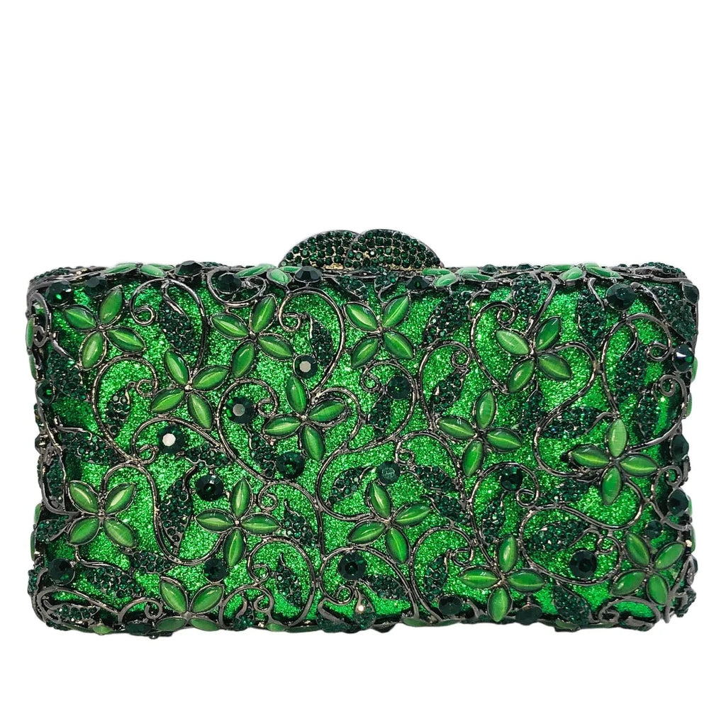 Women’s Hard Crystal Flower Minaudière  Rhinestone Clutch