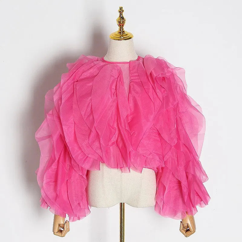 Women’s Ruffles O Neck Blouse