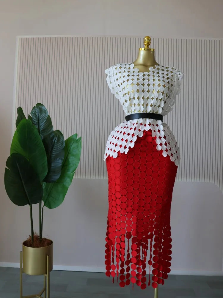 Women’s Cutout O-neck Top and Bodycon Maxi Long Skirt Set