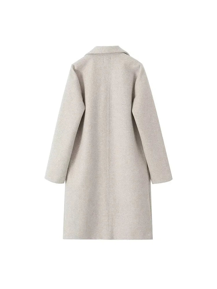 Wool Blend Trench Coats Vintage V-Neck