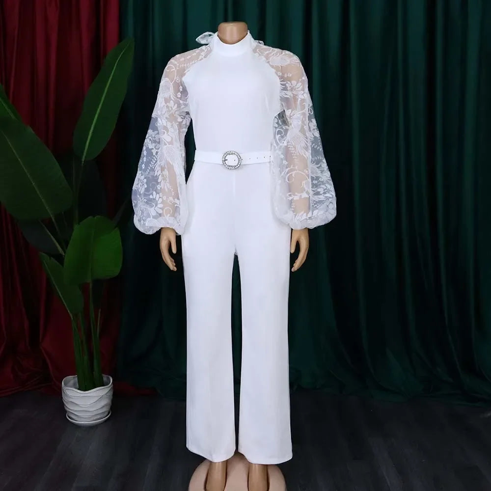 Women’s Long Mesh Sleeve One Piece Jumpsuit