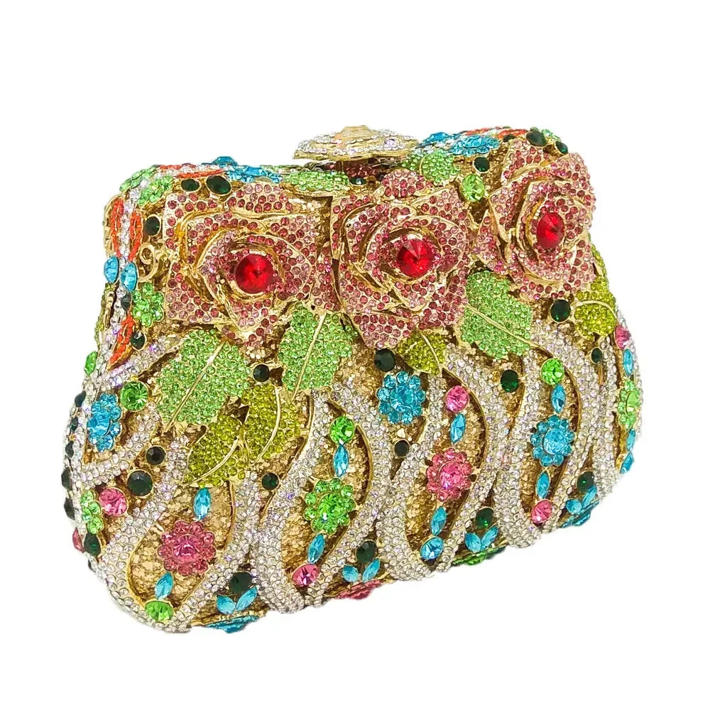 Women’s Flower Crystal Floral Clutch