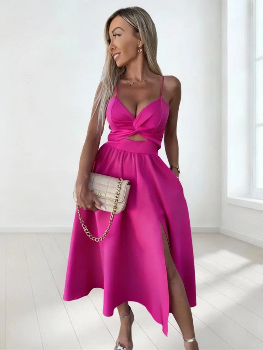 Dress for Women Slip Solid Hollow Out Maxi Dress