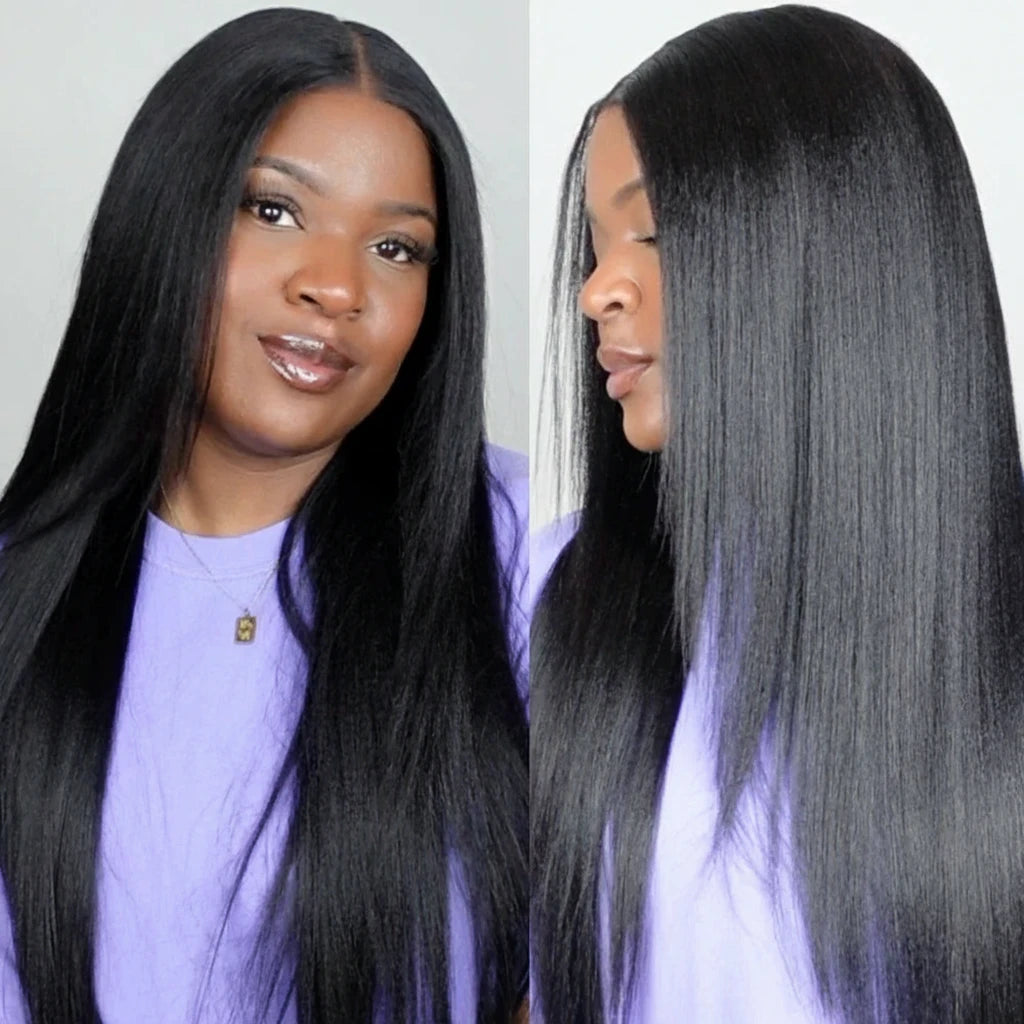 Hair Yaki Straight V Part Wig