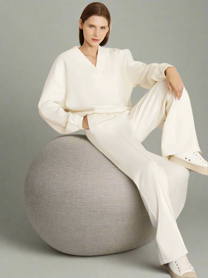 Women’s Minimalism Sweatshirt & Casual Straight Leg Pants