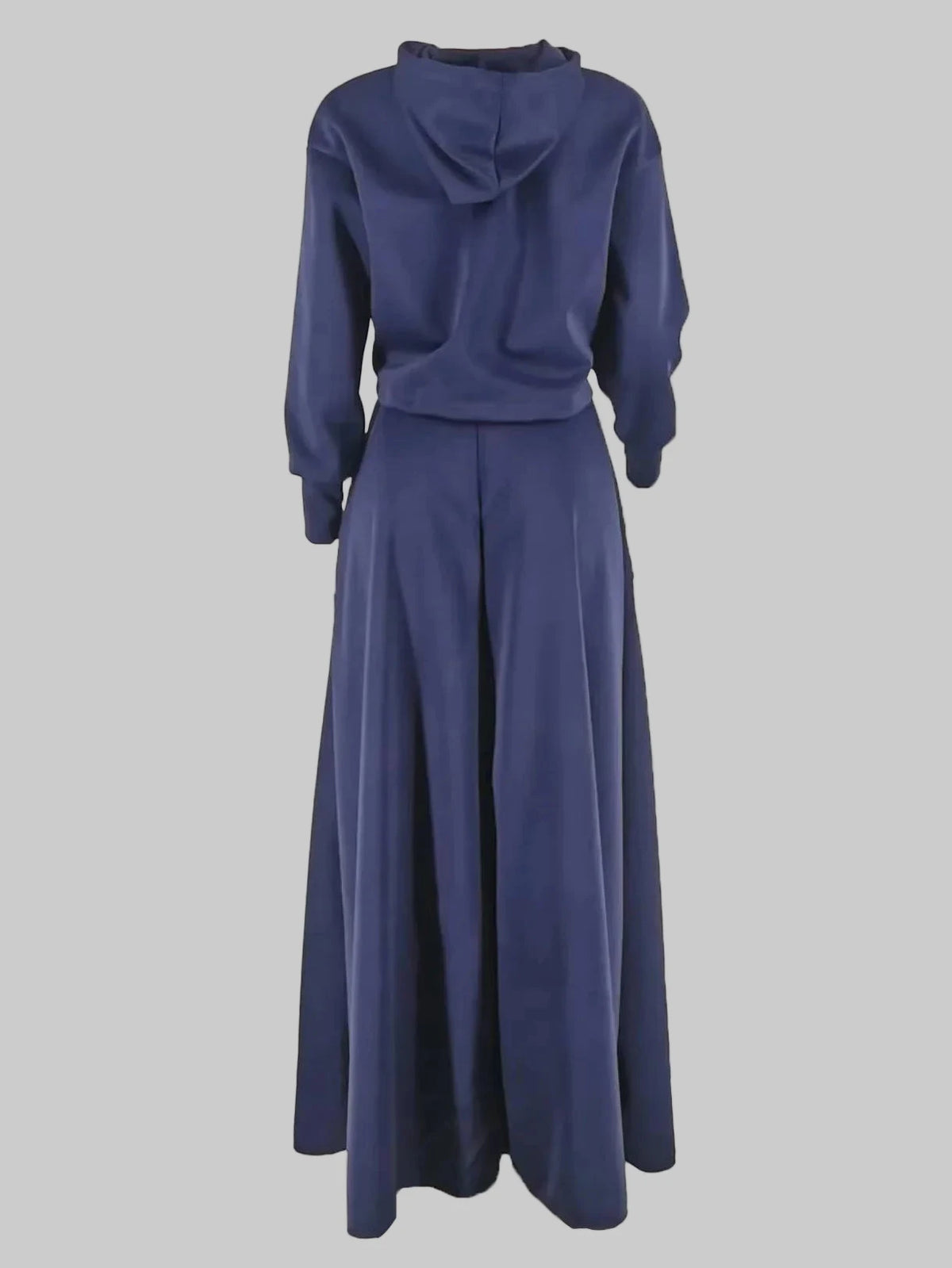 Women's Long Sleeve Hooded Sweatshirt and High Side Split A-line Maxi Skirt Set