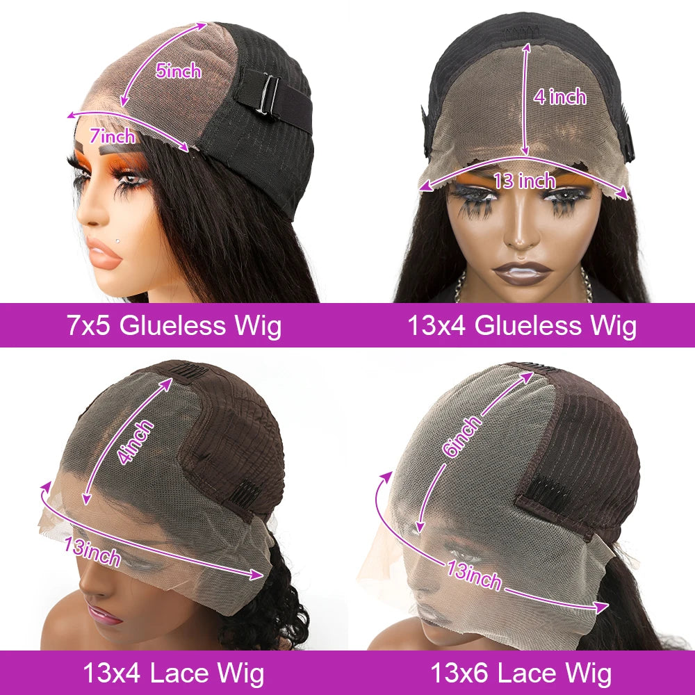 13x4 Glueless Lace Front Remy Human Hair Straight 13x6 HD Transparent Wig