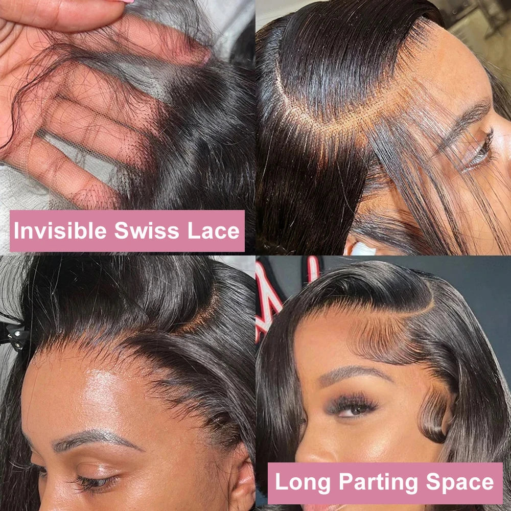 Short Straight Lace Frontal 13x4 Human Hair Wigs Pre plucked Bob