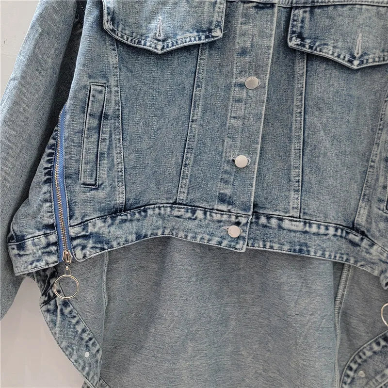 Women Denim Coat Patchwork Loose Casual Jackets