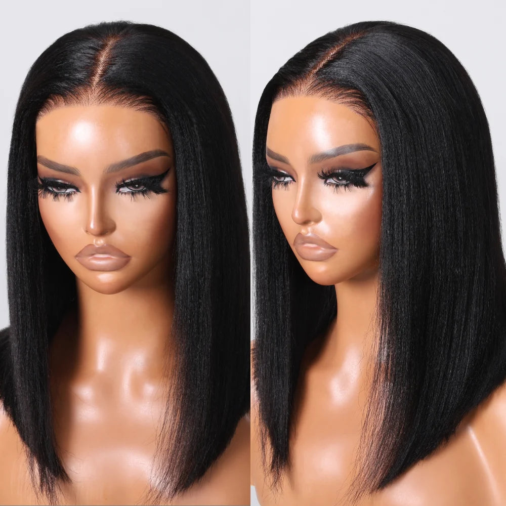 Yaki Straight Bob 7x5 Lace Closure Human Hair Ready To Wear Go Wigs