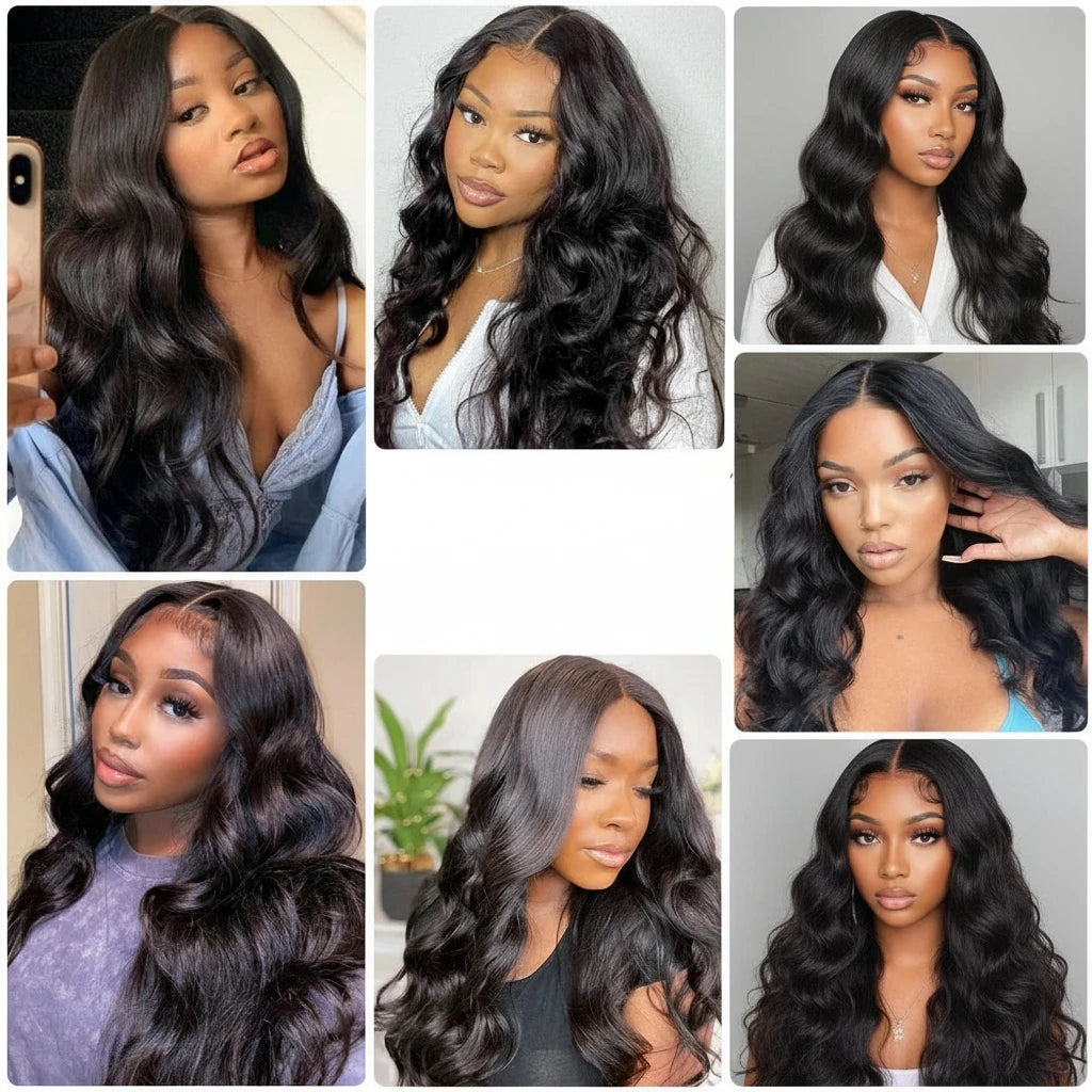 13x4 Lace Front Human Hair Pre Plucked Lace Frontal Brazilian Body Wave Wig 180% Density