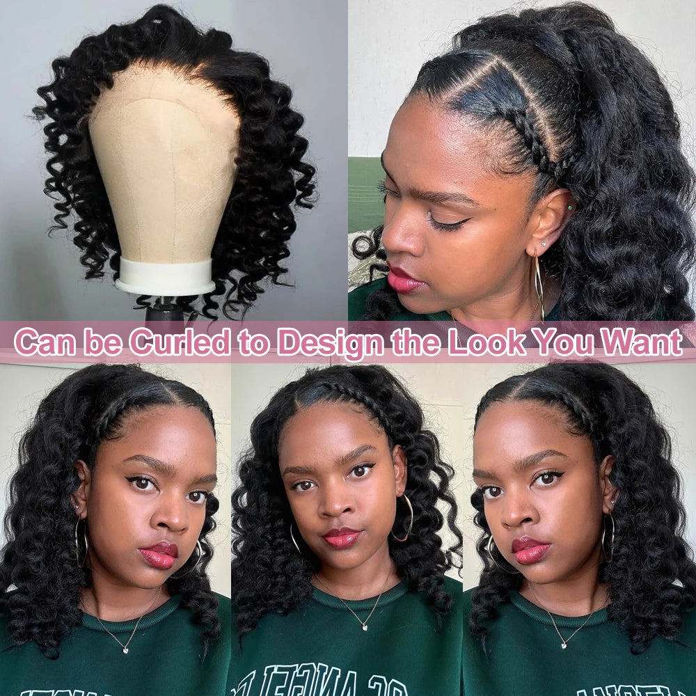 Kinky Straight Bob Lace Frontal Edges Curly Afro Yaki Wig