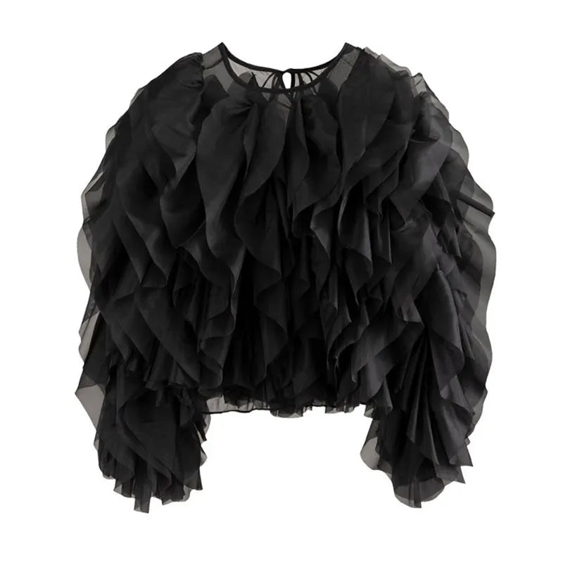 Women’s Ruffles O Neck Blouse