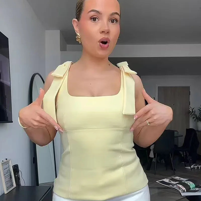 Butterfly Bow Off Shoulder Sleeveless Backless Tank Top