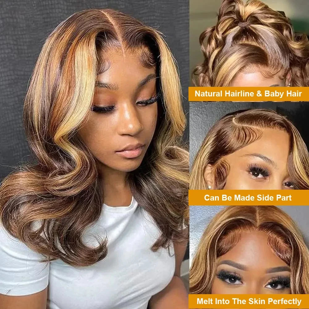 Body Wave Bob Wig with Transparent Lace