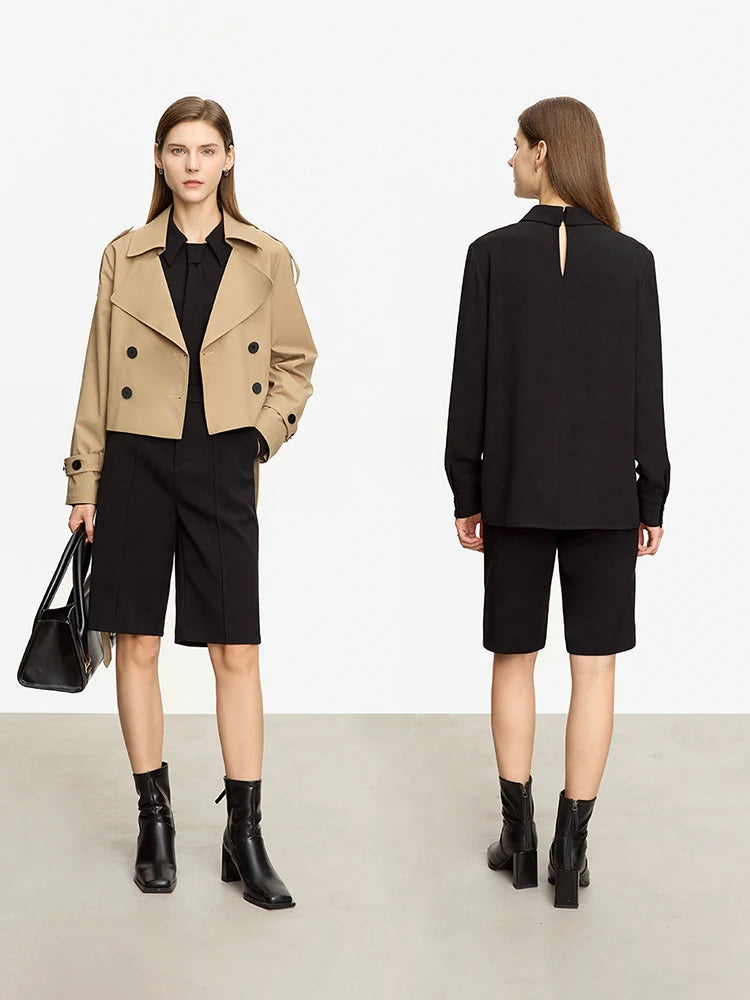 Women’s Chiffon Turn-down Collar Long Sleeve Blouse