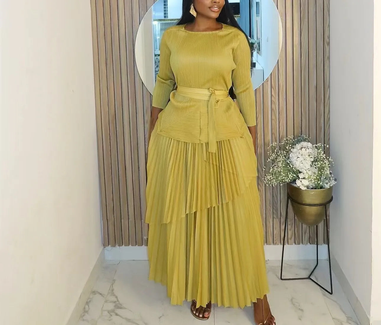 New Miyake Pleated Cross-border two-peice