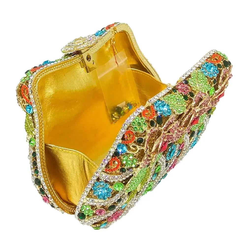 Women’s Flower Crystal Floral Clutch