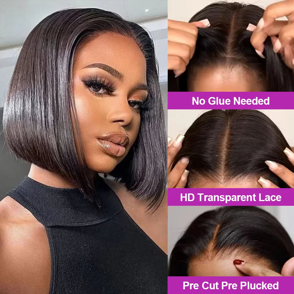 13x4 Glueless Lace Front Remy Human Hair Straight 13x6 HD Transparent Wig