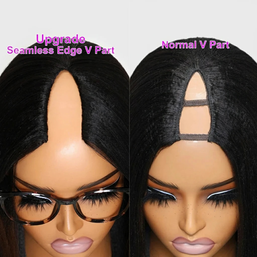 Yaki Straight V Part Ombre Brown Wig