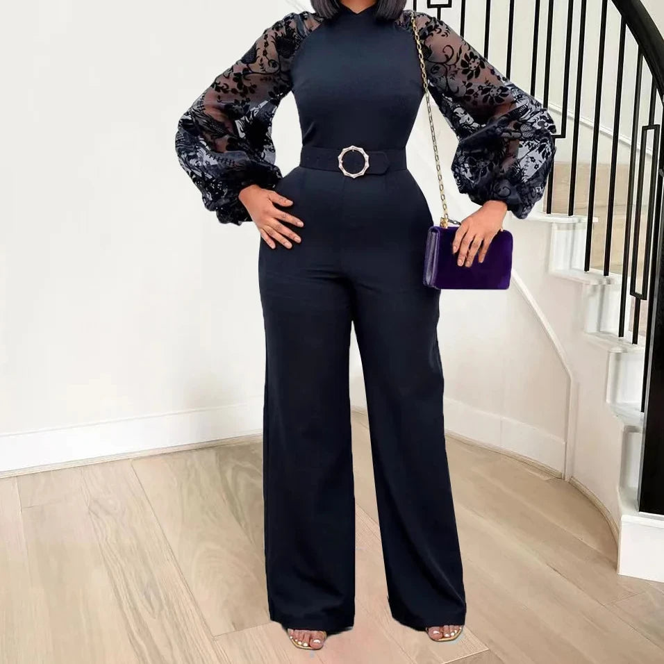 Women’s Long Mesh Sleeve One Piece Jumpsuit