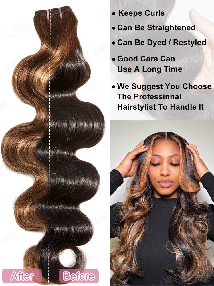 Body Wave Human Hair Virgin Unprocessed 4 Bundles 100% Brazilian Extension