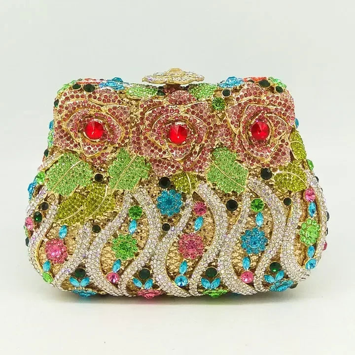 Women’s Flower Crystal Floral Clutch