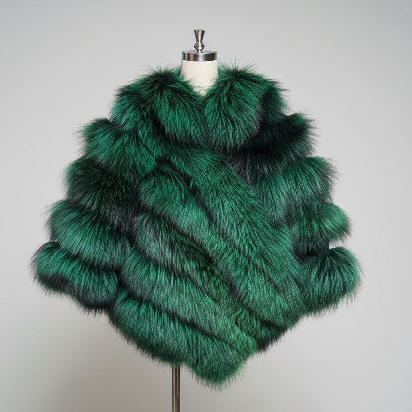 Winter Luxury Fluffy Fox Fur Shawl