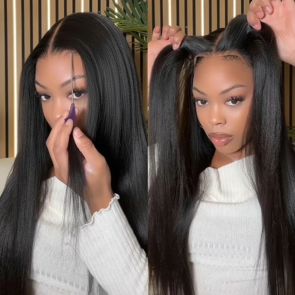 Yaki Straight Lace Front Human Hair Wig