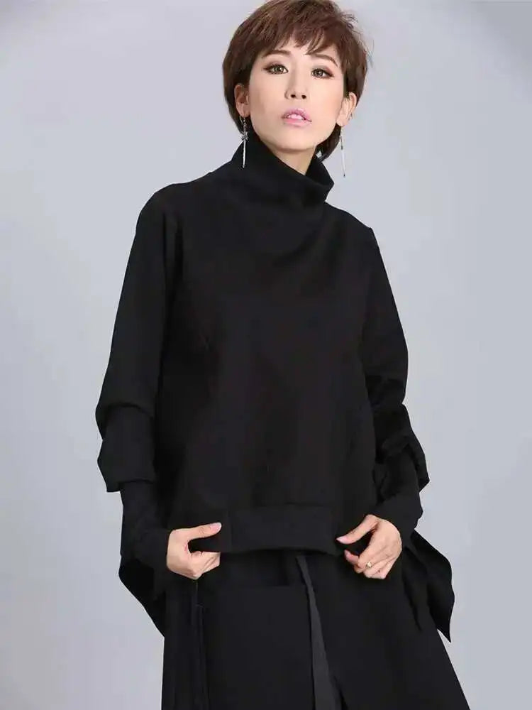 Women’s Irregular Casual Batwing Sleeve Loose Fit Turtleneck