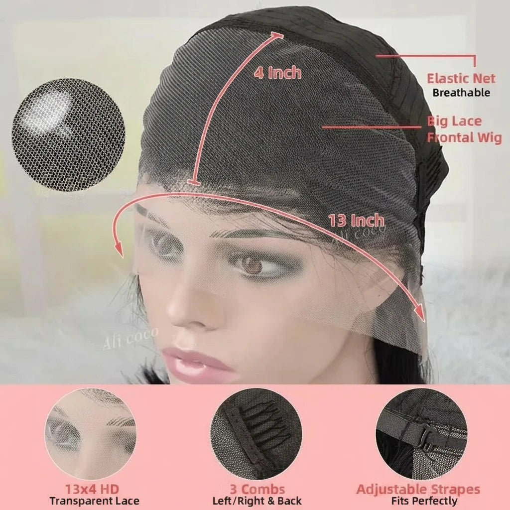 Highlight Green Body Wave Bob Lace Frontal Human Hair  13x4 Short Bob WIG