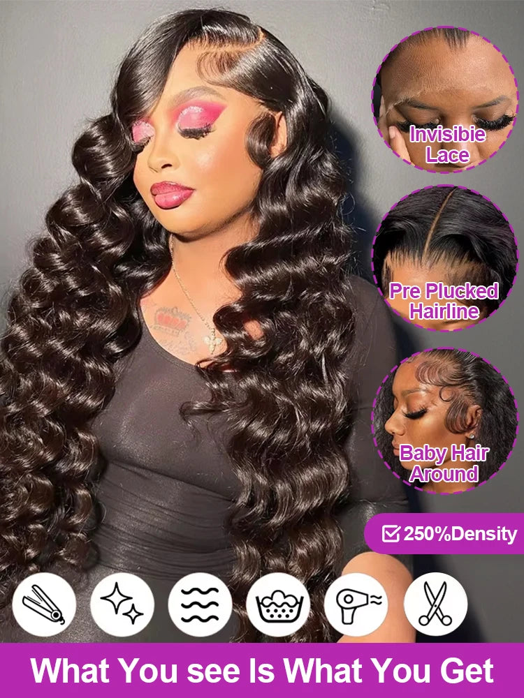 Brazilian Loose Deep Wave Curly Human Hair Full Lace Front Wig