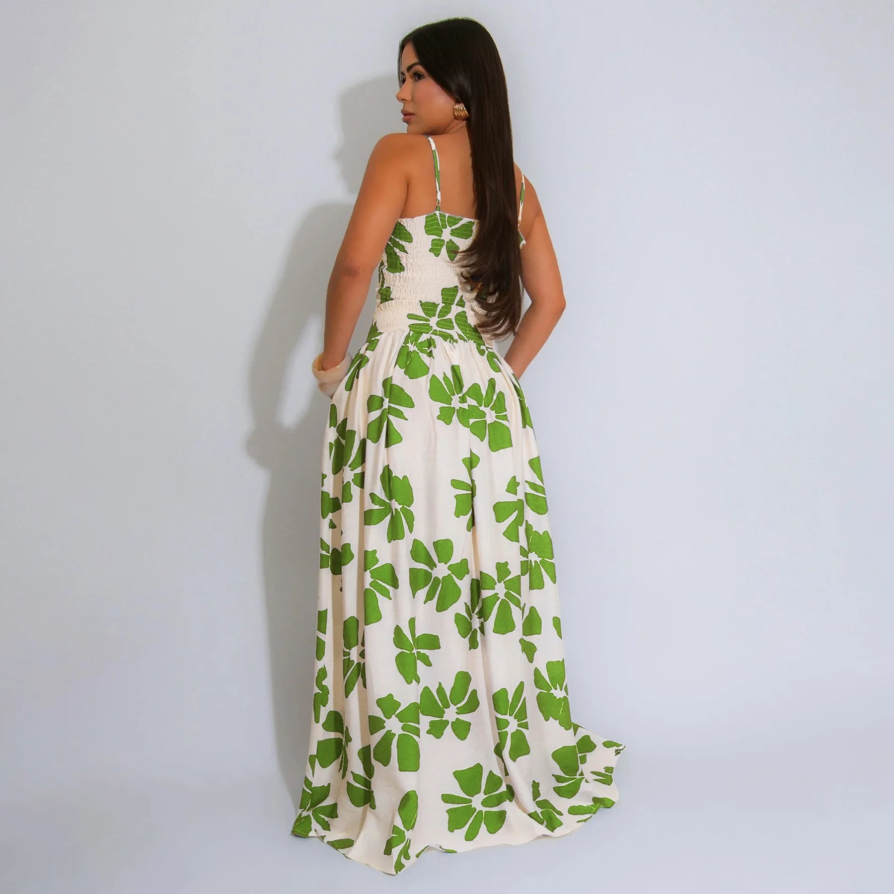 Women's Floral Strap Sleeveless Tank Top and Maxi Long Skirt