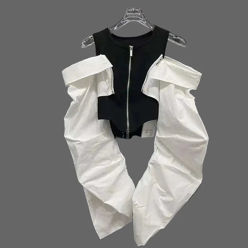 Women’s Off Shoulder Vest with Attachable Long Sleeves