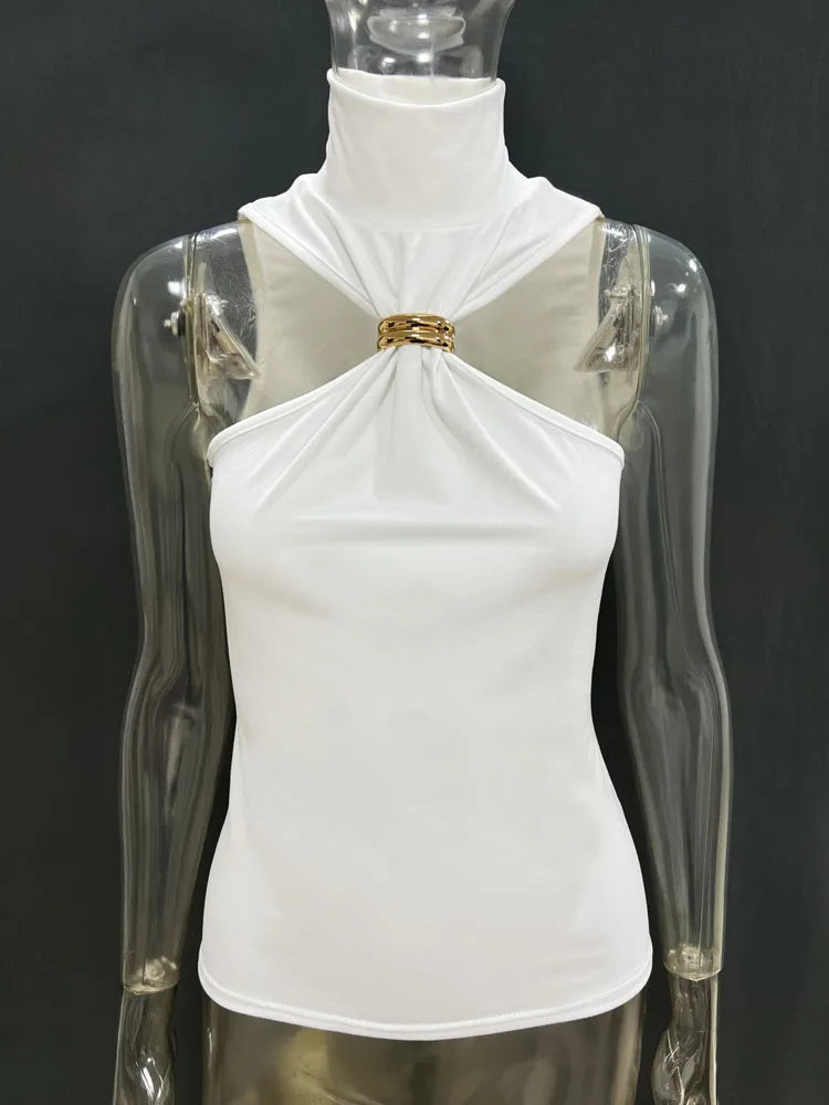 Turtleneck Knit Pullovers Camisole Bodysuit