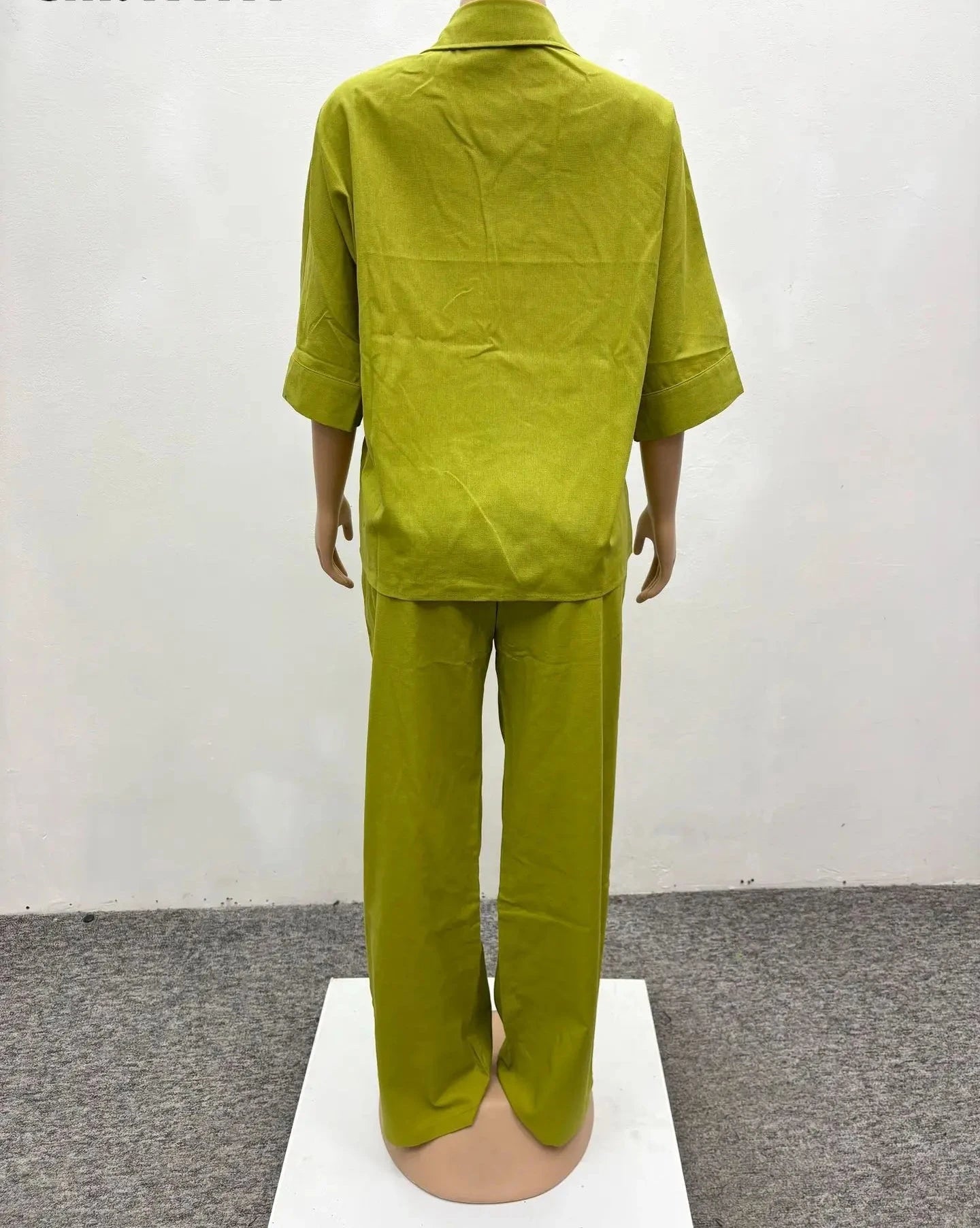 Women's Three Quarter Sleeve Blouse and Flare Pants Set