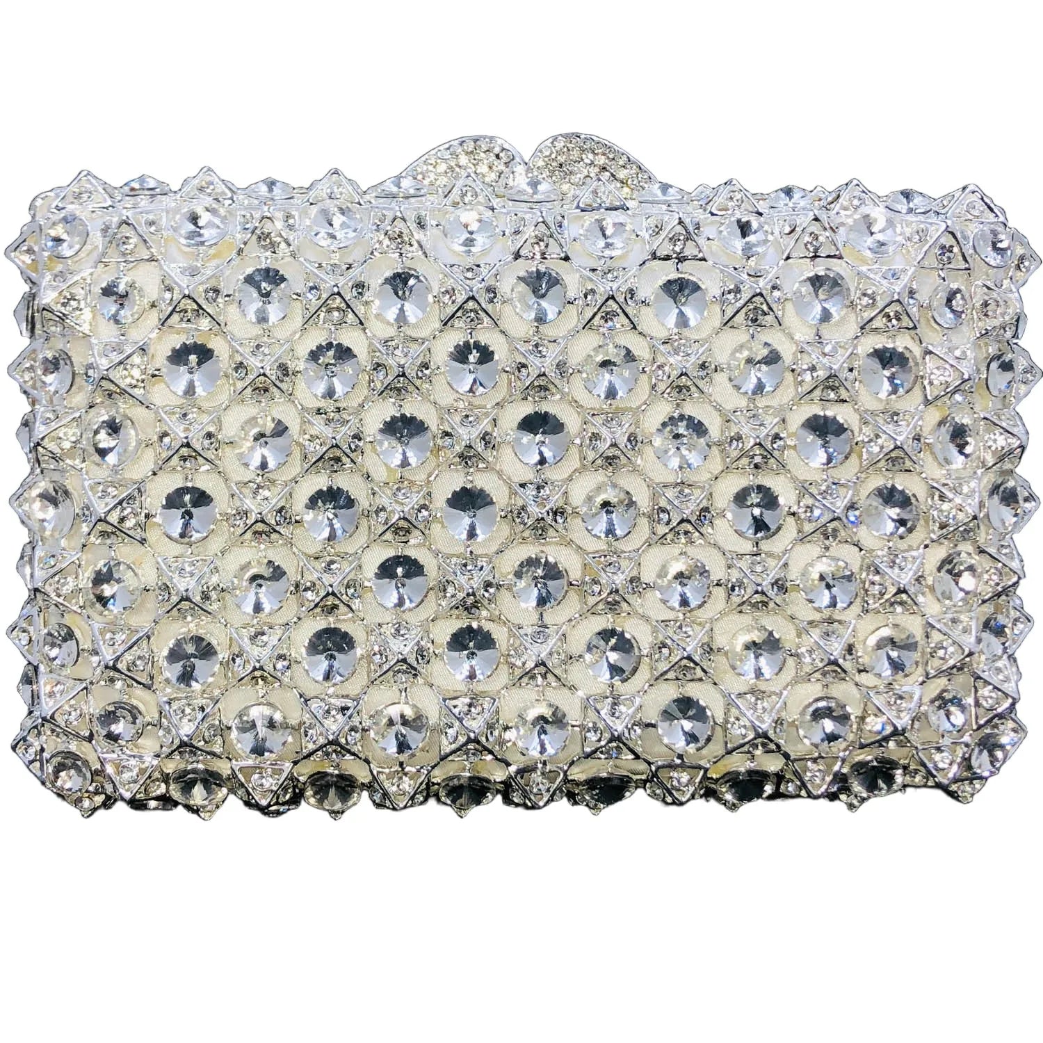 Hard Plaid Brown Crystal Clutch for Women