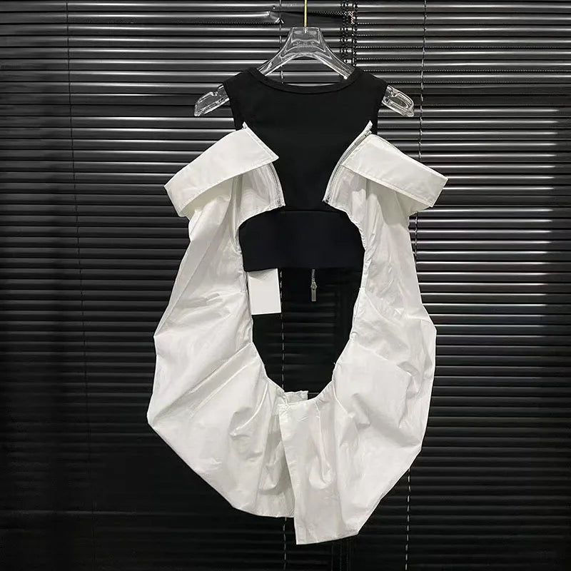 Women’s Off Shoulder Vest with Attachable Long Sleeves
