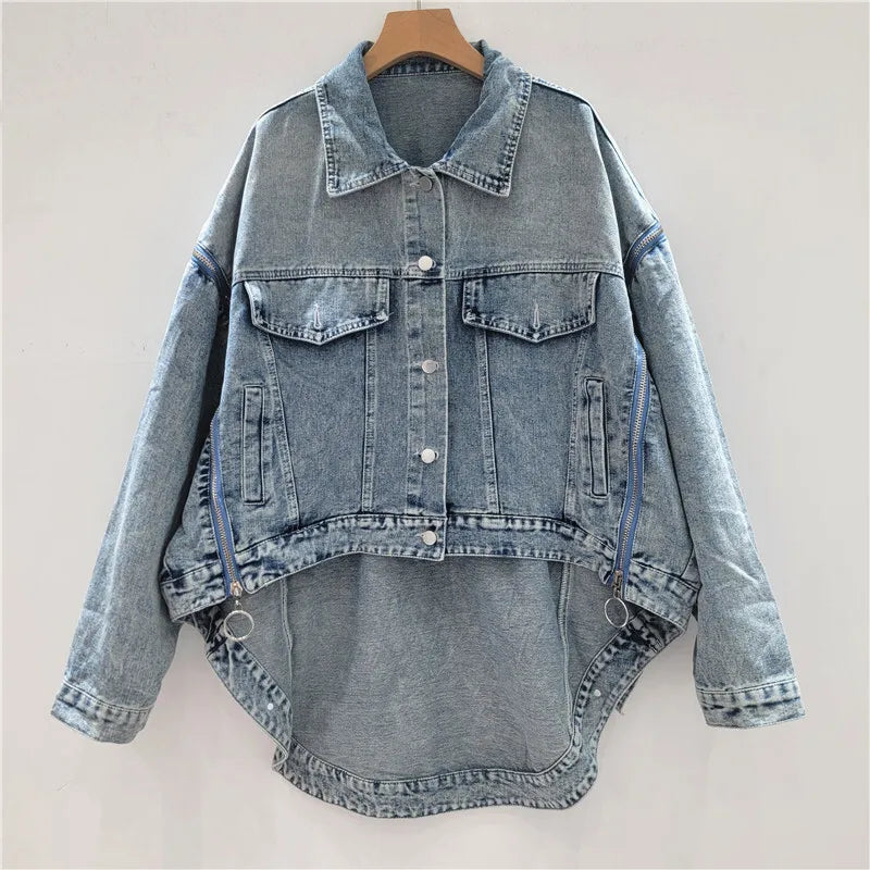 Women Denim Coat Patchwork Loose Casual Jackets