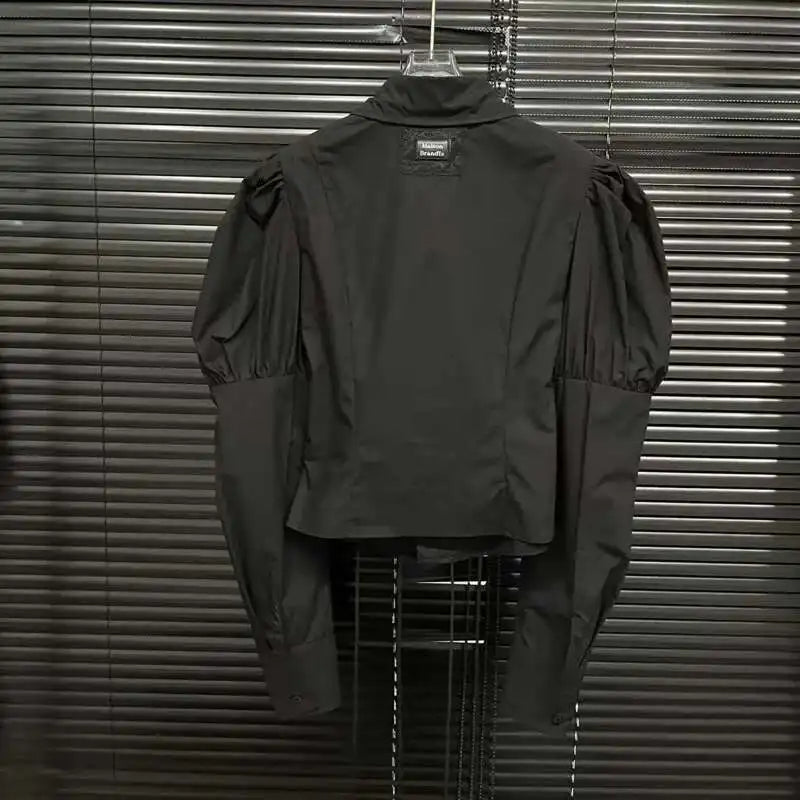 Women's Bandage Design Lantern Sleeves Blouse