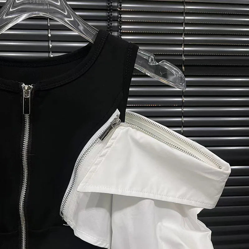 Women’s Off Shoulder Vest with Attachable Long Sleeves